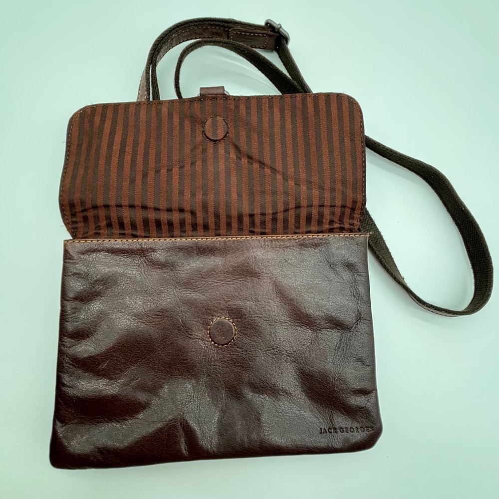 Jack Georges Brown Leather Embossed Floral Crossbody Bag Purse - Picture 3 of 9